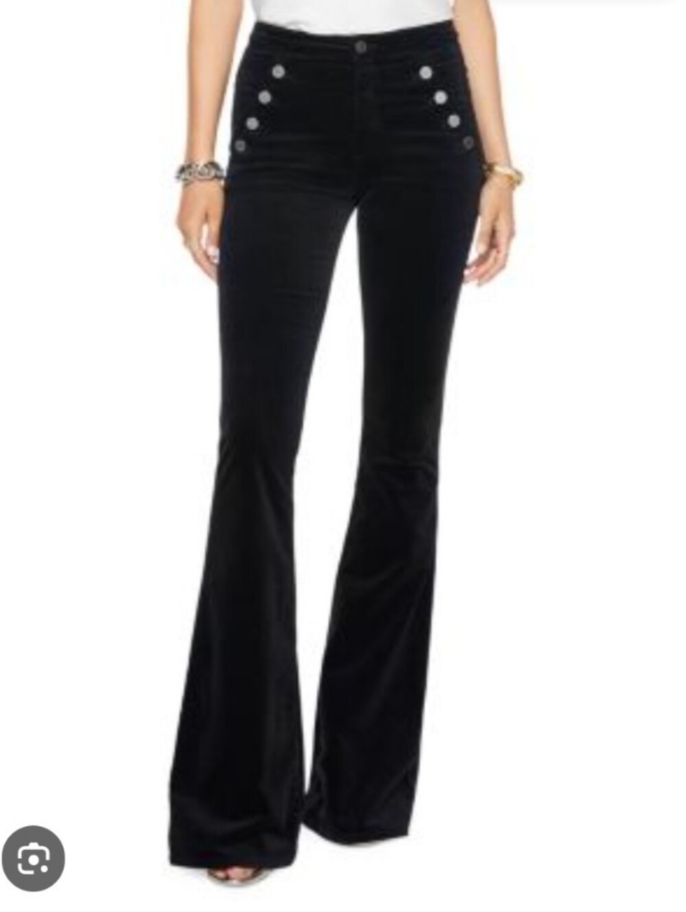 Ramy Brook Velveteen Helena Flare Pants Sailor Button